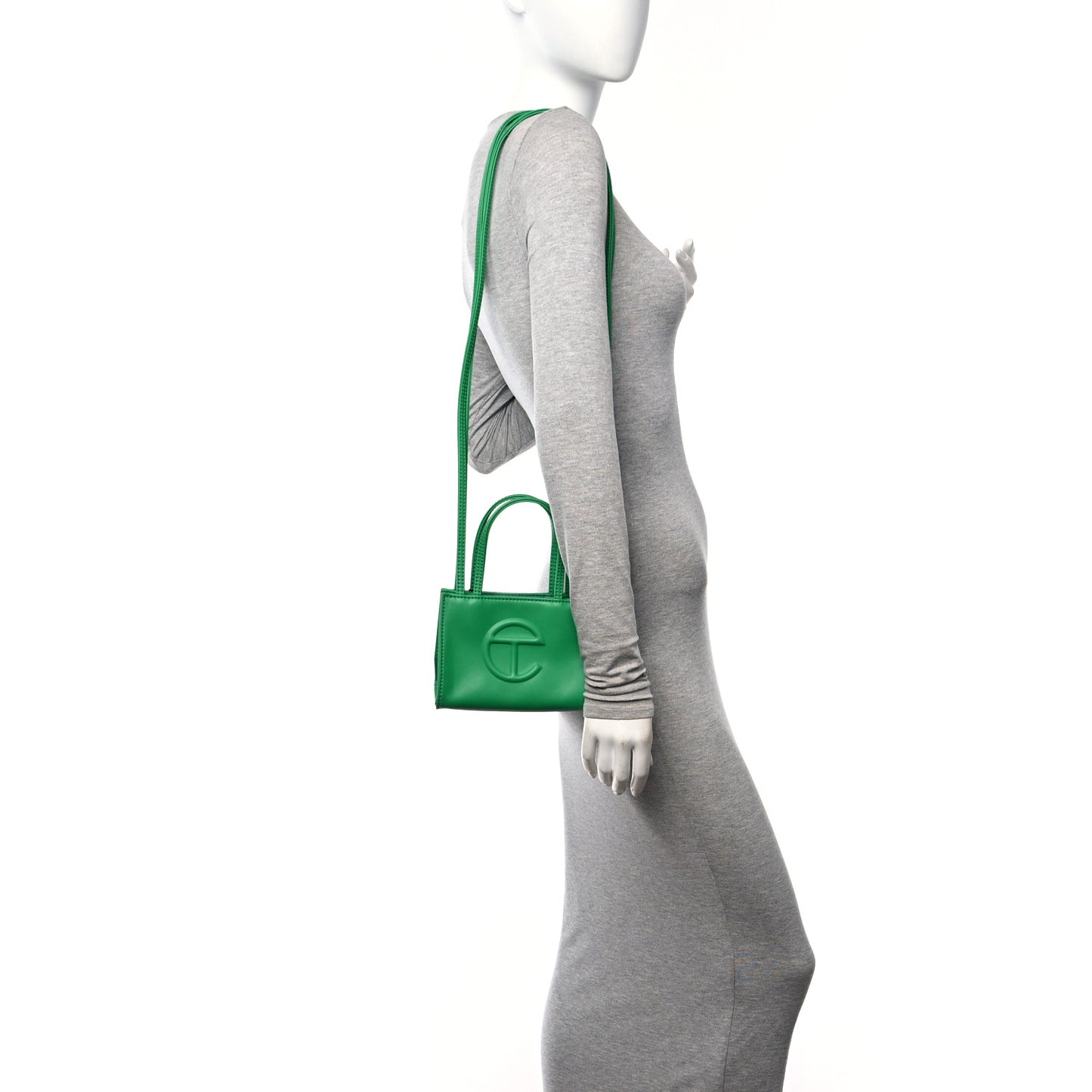 Vegan Leather Small Shopping Bag Greenscreen