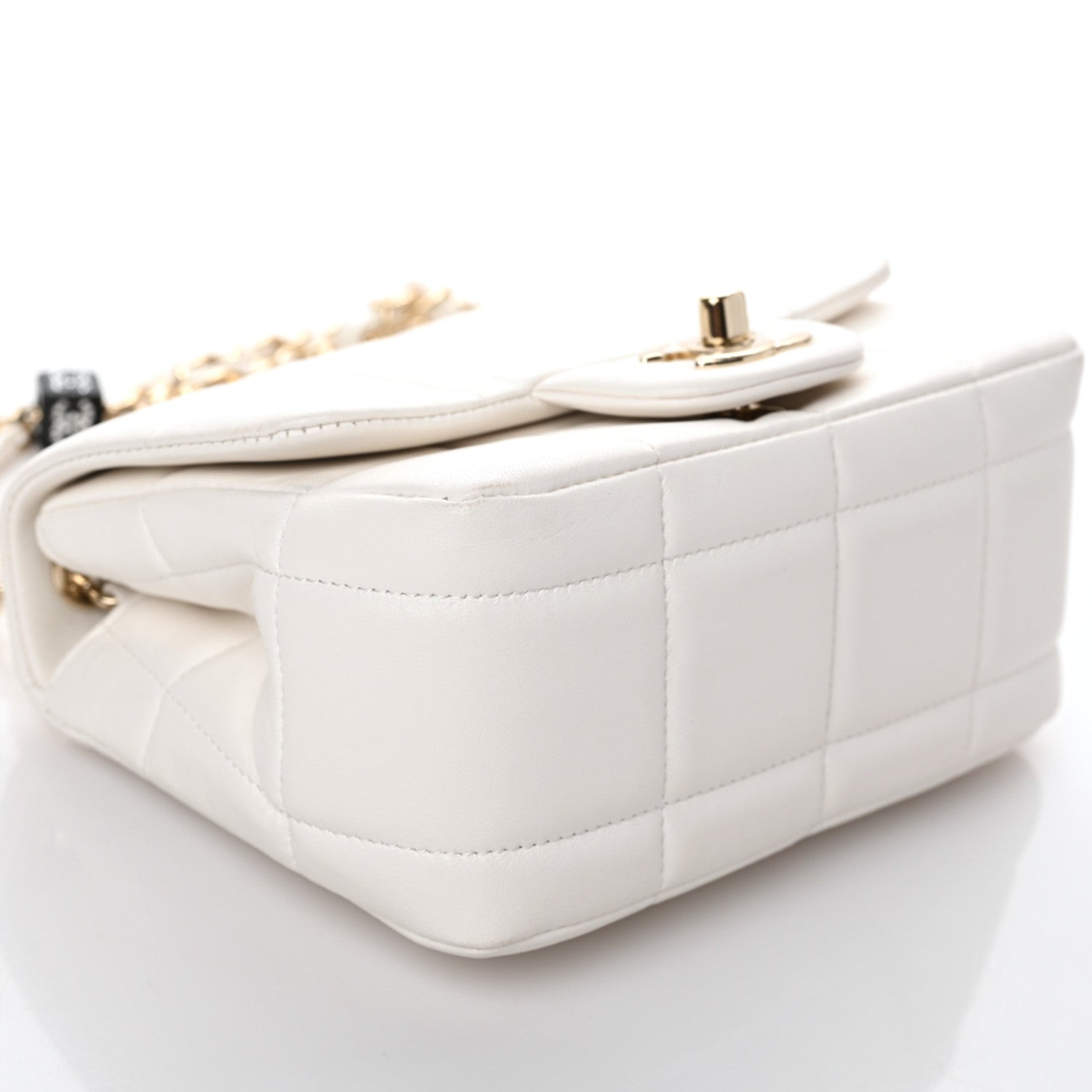 Chanel Lambskin Resin Crystal Square Quilted Monacoco Mini Square Flap White 5 of 9
