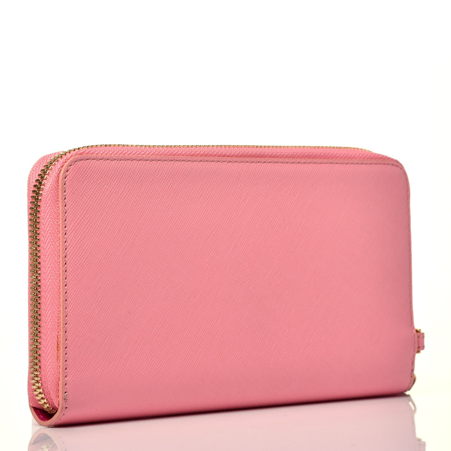 MCM Saffiano Large Mina Zip Around Wallet Pink Yellow 3 of 7