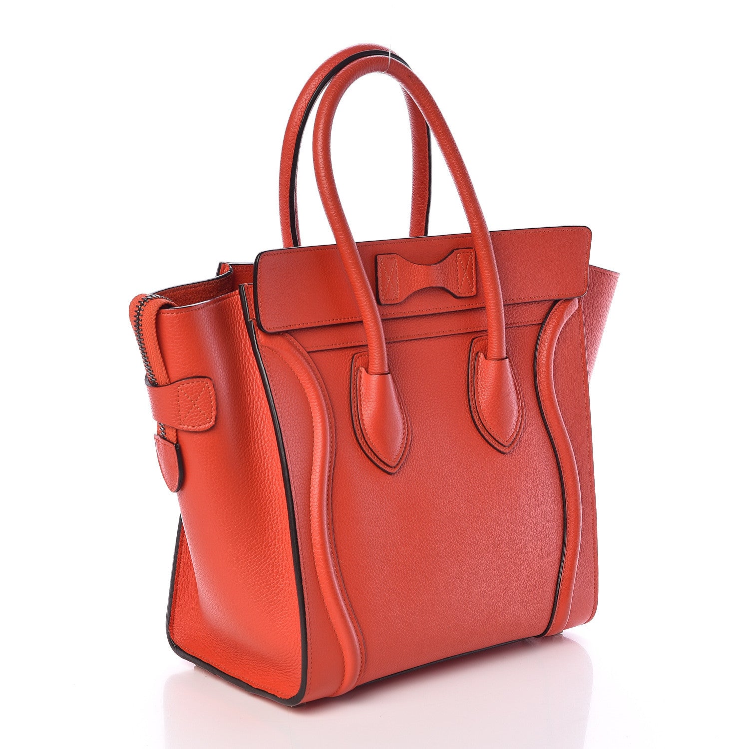 Celine Drummed Calfskin Micro Luggage Vermillion 3 of 11