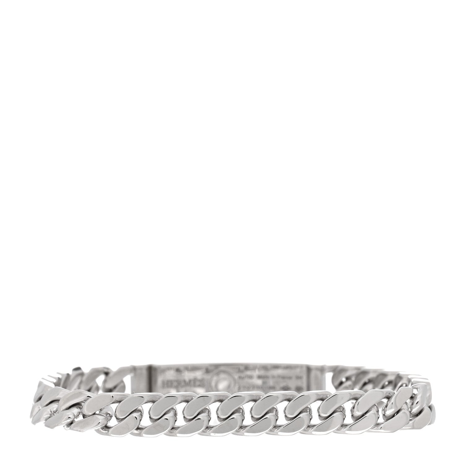 Hermes 18K White Gold Diamond TPM Kelly Gourmette Bracelet 2 of 4