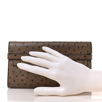 Hermes Ostrich Kelly Longue Wallet Gris Tourterelle 2 of 6