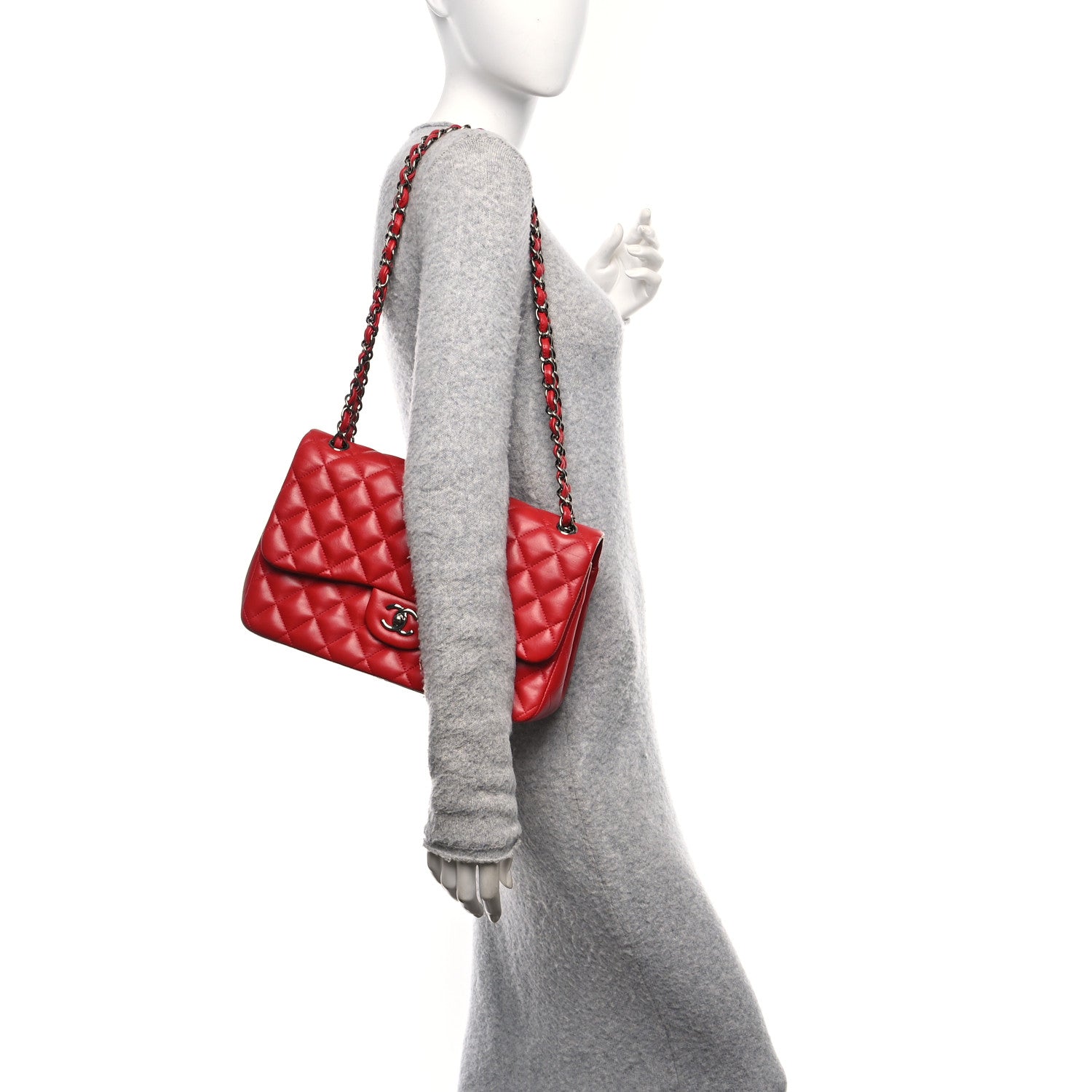Chanel Lambskin Quilted Jumbo Double Flap Red 2 of 12