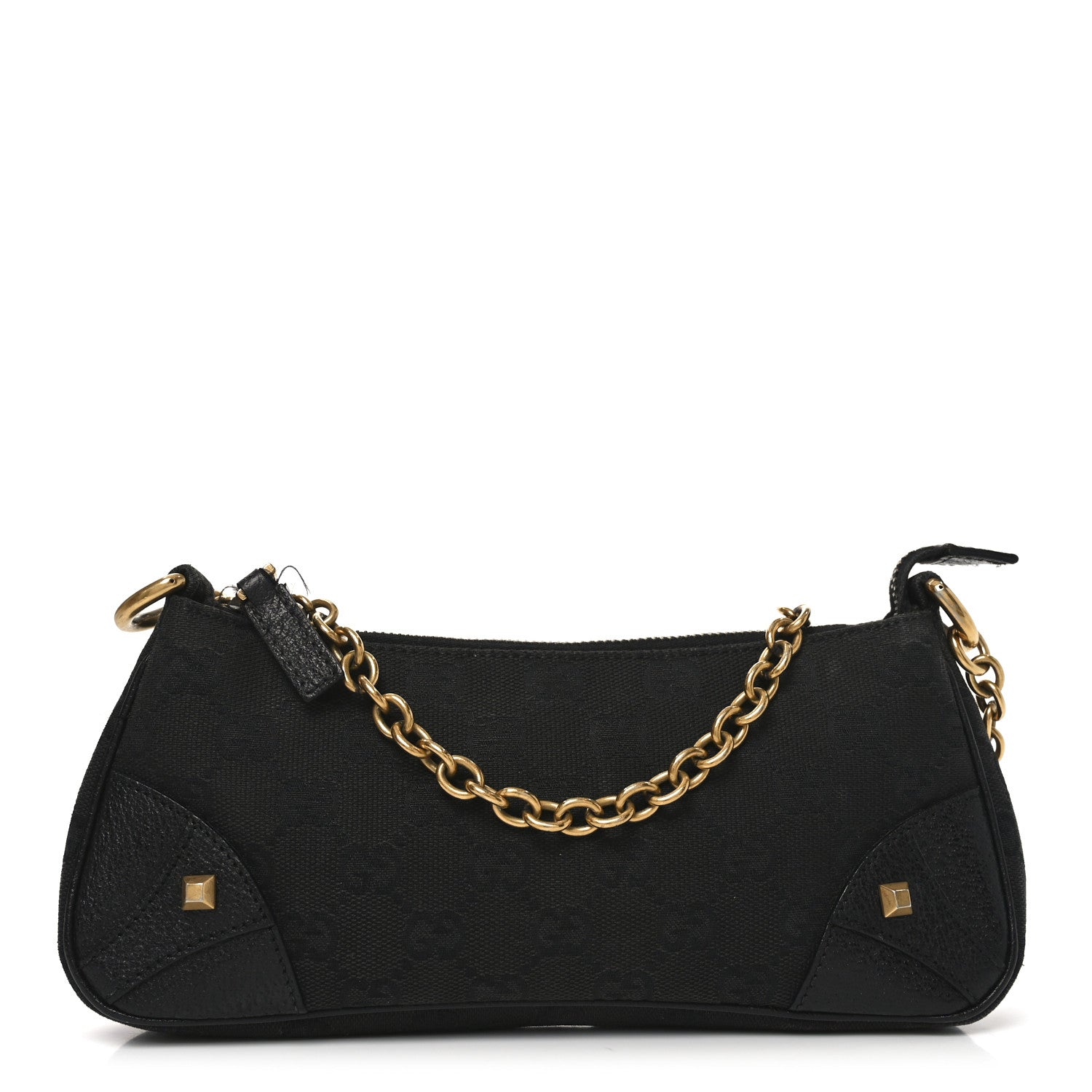 Gucci Monogram Horsebit Nail Chain Pochette Black 1 of 10