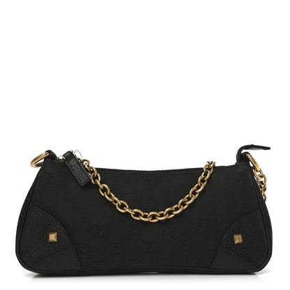 Gucci Monogram Horsebit Nail Chain Pochette Black 1 of 10