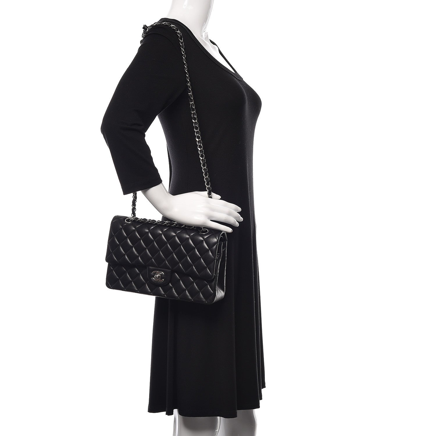 Chanel Lambskin Quilted Medium Double Flap Black 2 of 13