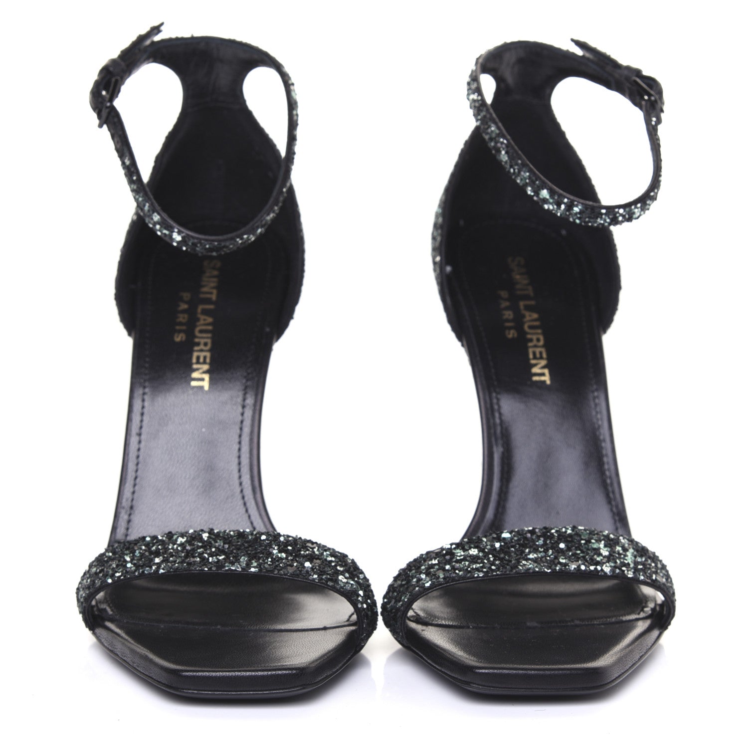 Saint Laurent Glitter Amber 105 Ankle Strap Sandals 35.5 Black 3 of 10