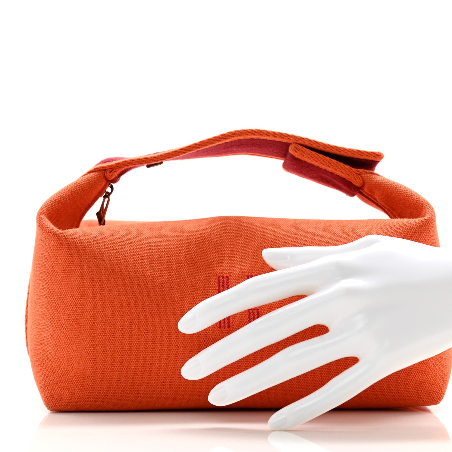 Hermes Canvas Small Bride-A-Brac Pouch Orange Burgundy 2 of 9