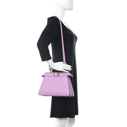 Fendi Vitello Seta Shiny Nappa Plexiglass Small Peekaboo I SEE U Satchel Violetta 2 of 11