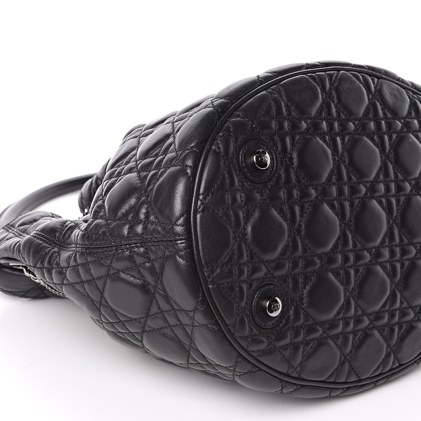 Lambskin Cannage Chri Chri Drawstring Bag Black