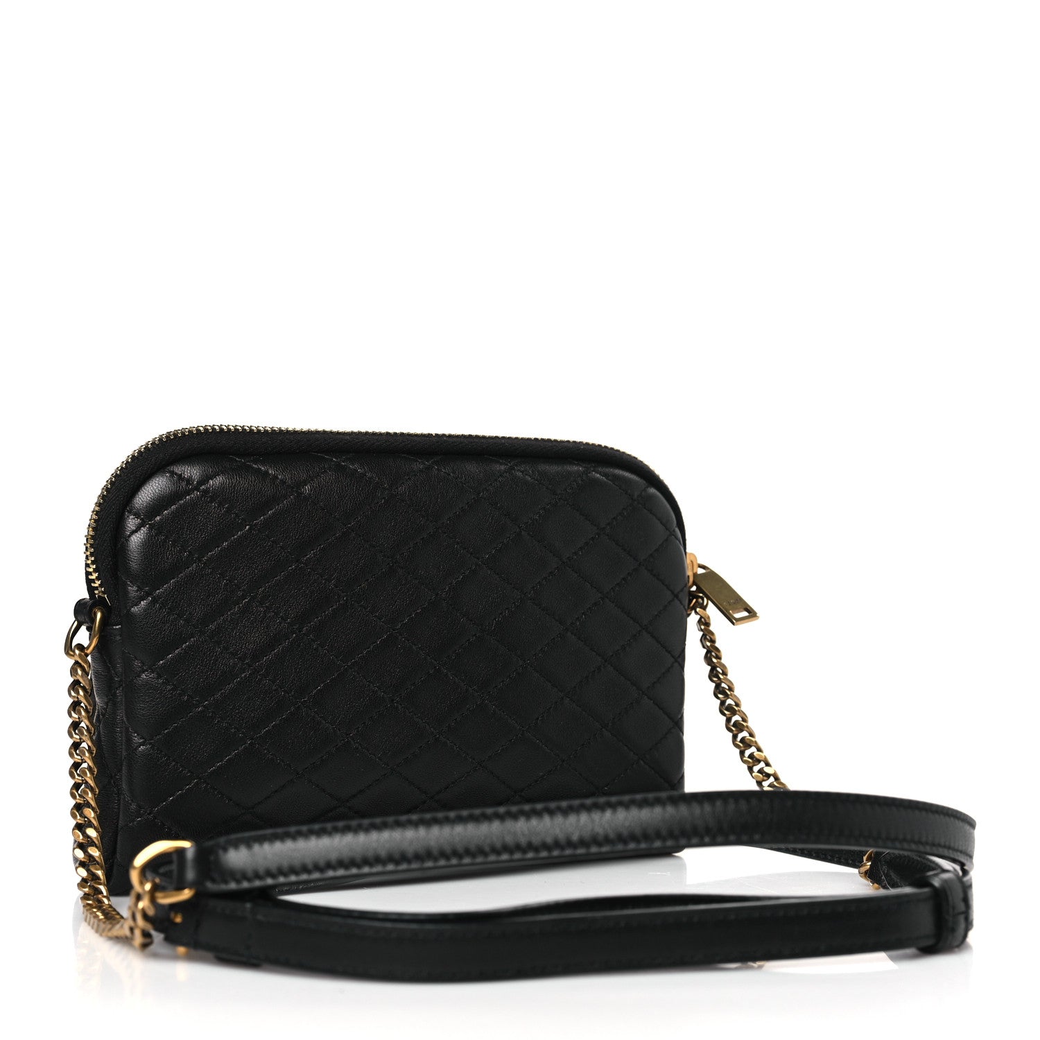 Saint Laurent Lambskin Quilted Gaby Zipped Pouch Black 3 of 9