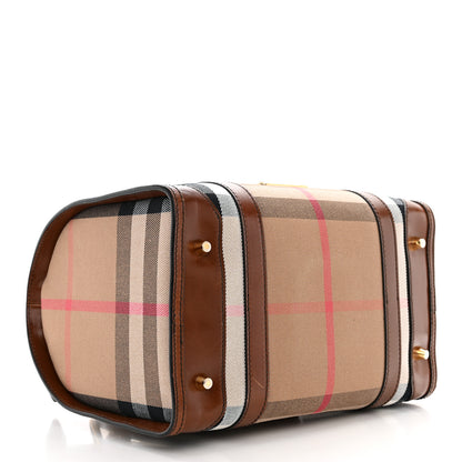 Burberry House Check Bridle Calfskin Small Bowling Bag Dark Tan 4 of 11