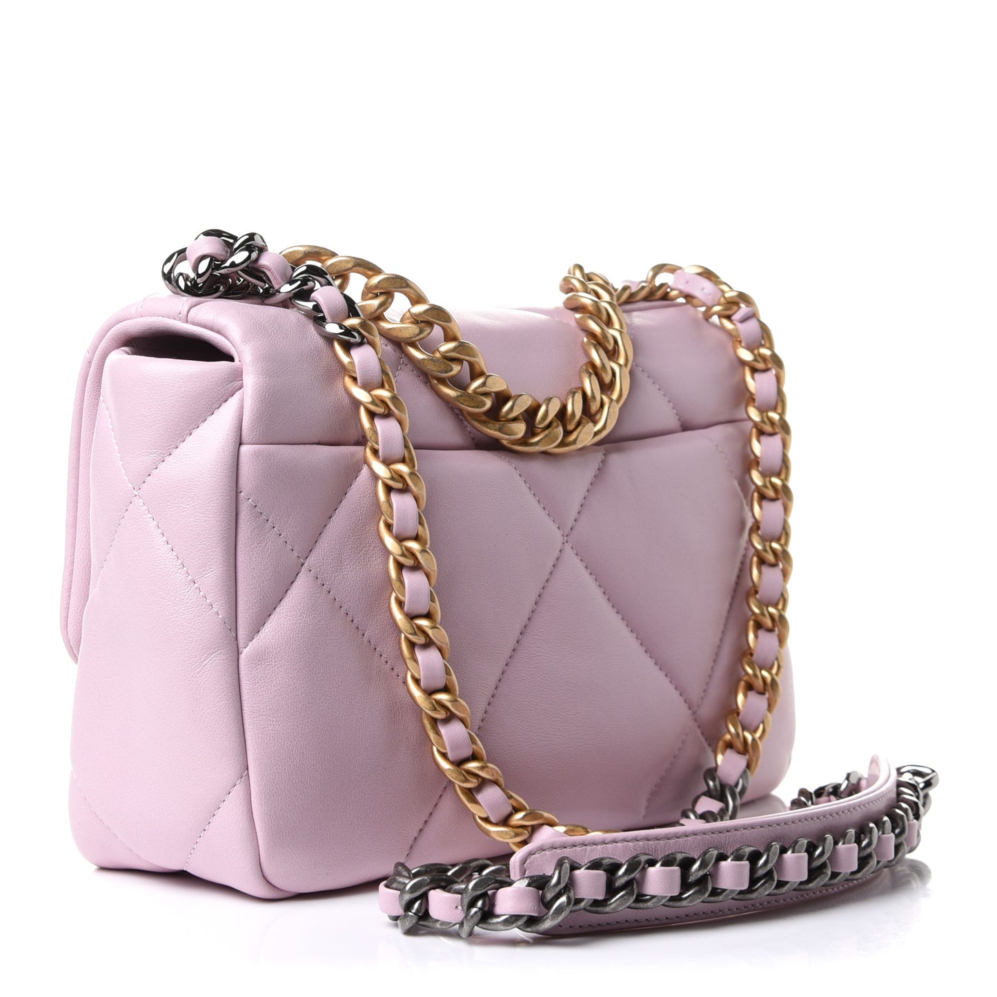 Lambskin Quilted Medium Chanel 19 Flap Light Pink