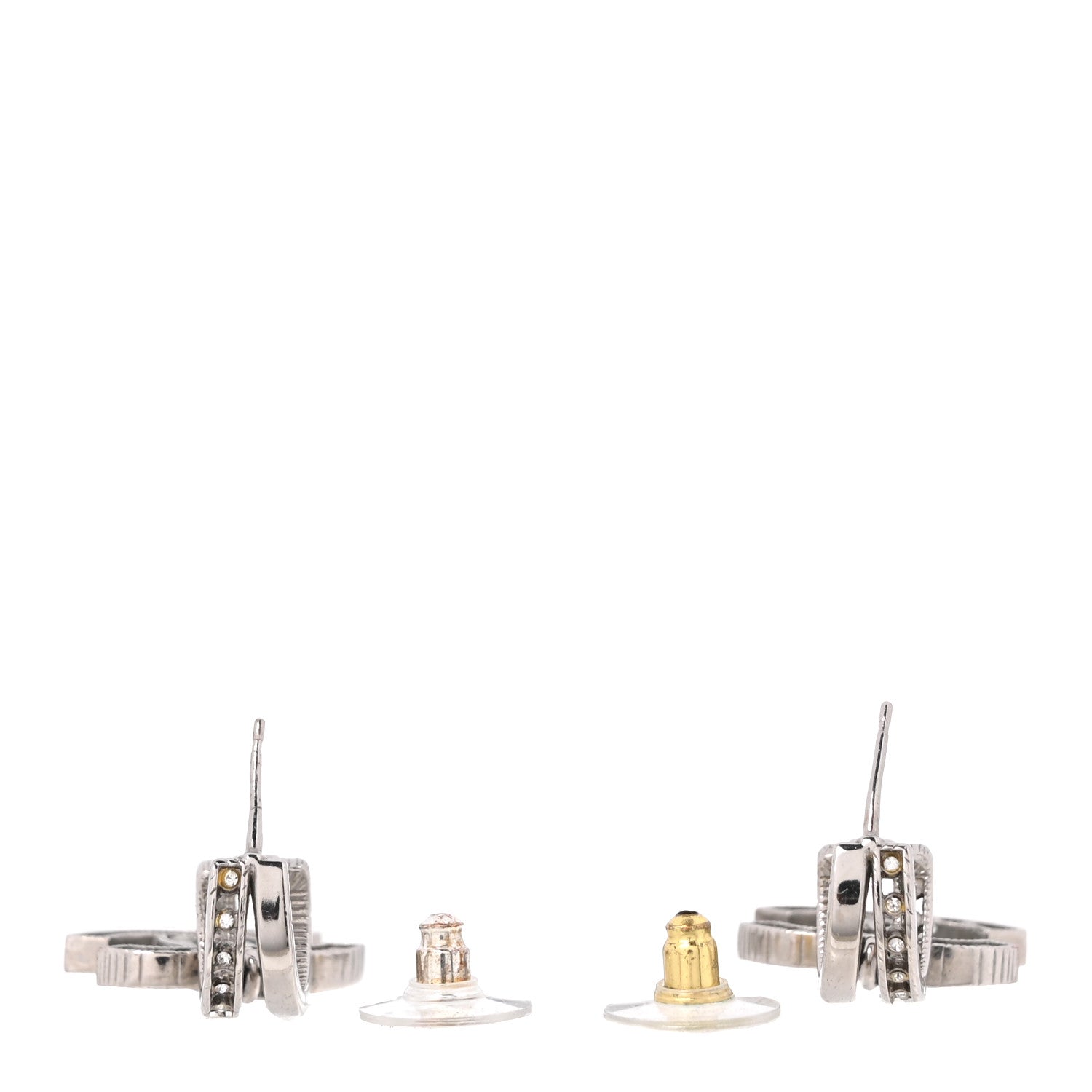Chanel Crystal CC Drop Earrings Silver 3 of 5