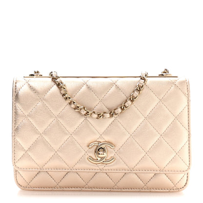 Chanel Metallic Lambskin Quilted Trendy CC Wallet On Chain WOC Gold 1 of 12