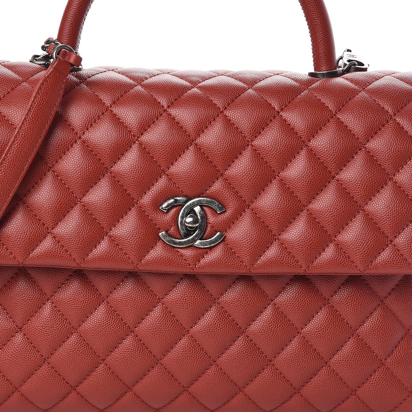 Caviar Quilted Medium Coco Handle Flap Dark Red