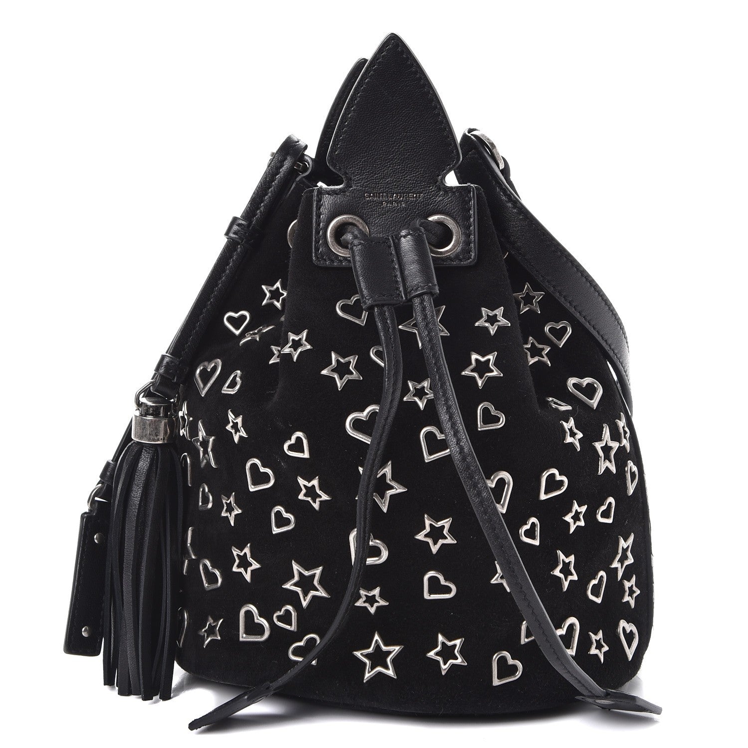 Saint Laurent Suede Small Anja Bucket Bag Black 1 of 10