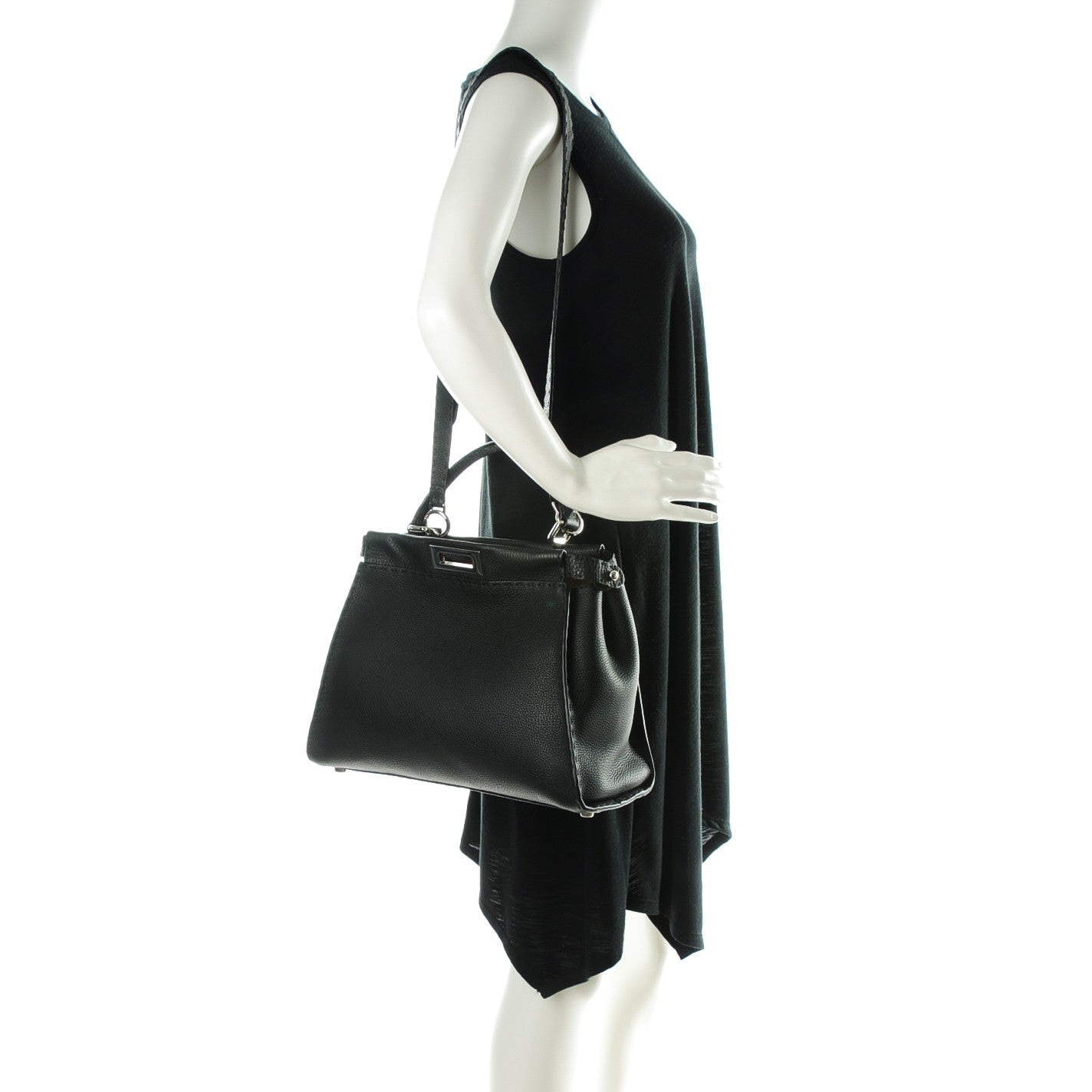 Cuoio Romano Selleria Bi-Color Medium Peekaboo Iconic Satchel Black Mou