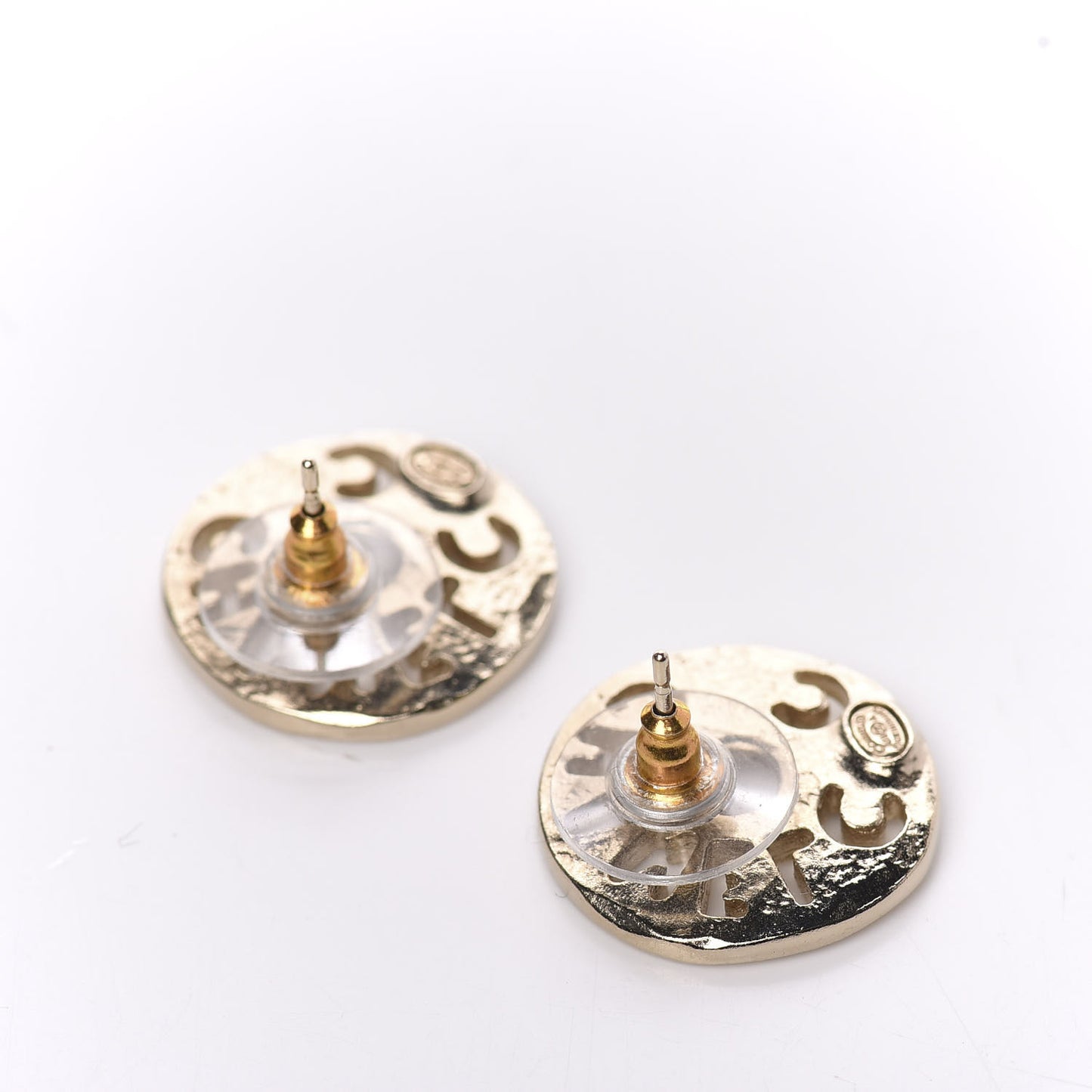 Crystal Pearl Papyrus Stud Earrings Gold Grey
