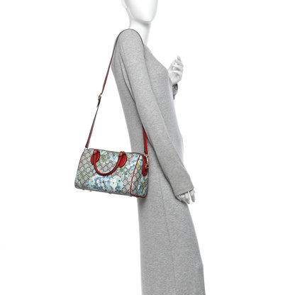 Gucci GG Supreme Monogram Blooms Small Boston Beige Blue Navy Hibiscus Red 2 of 14