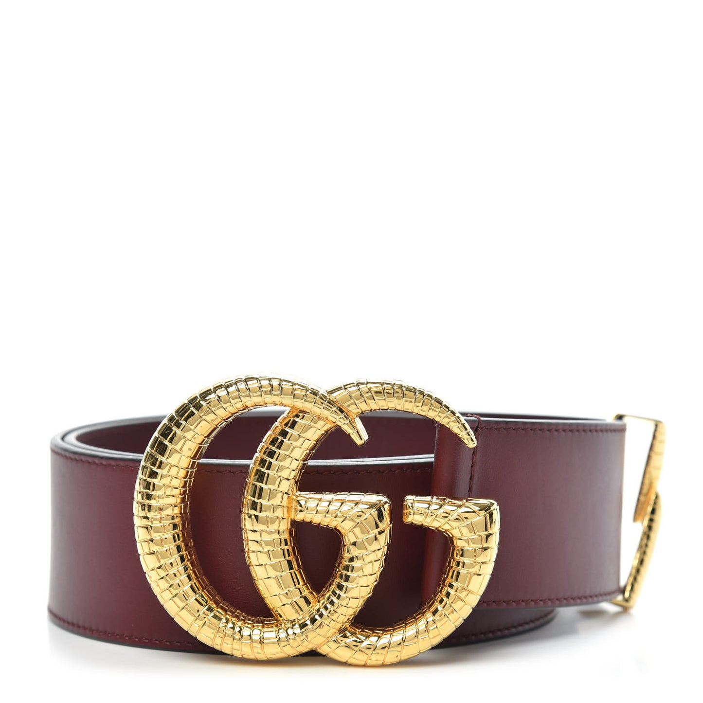 Calfskin Lizard Double G 50mm Belt 85 34 Vintage Bordeaux