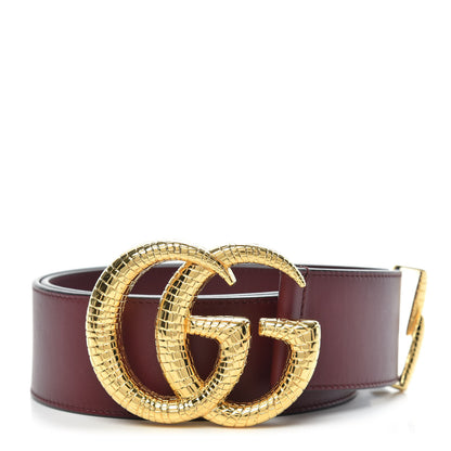 Gucci Calfskin Lizard Double G 50mm Belt 85 34 Vintage Bordeaux 1 of 5