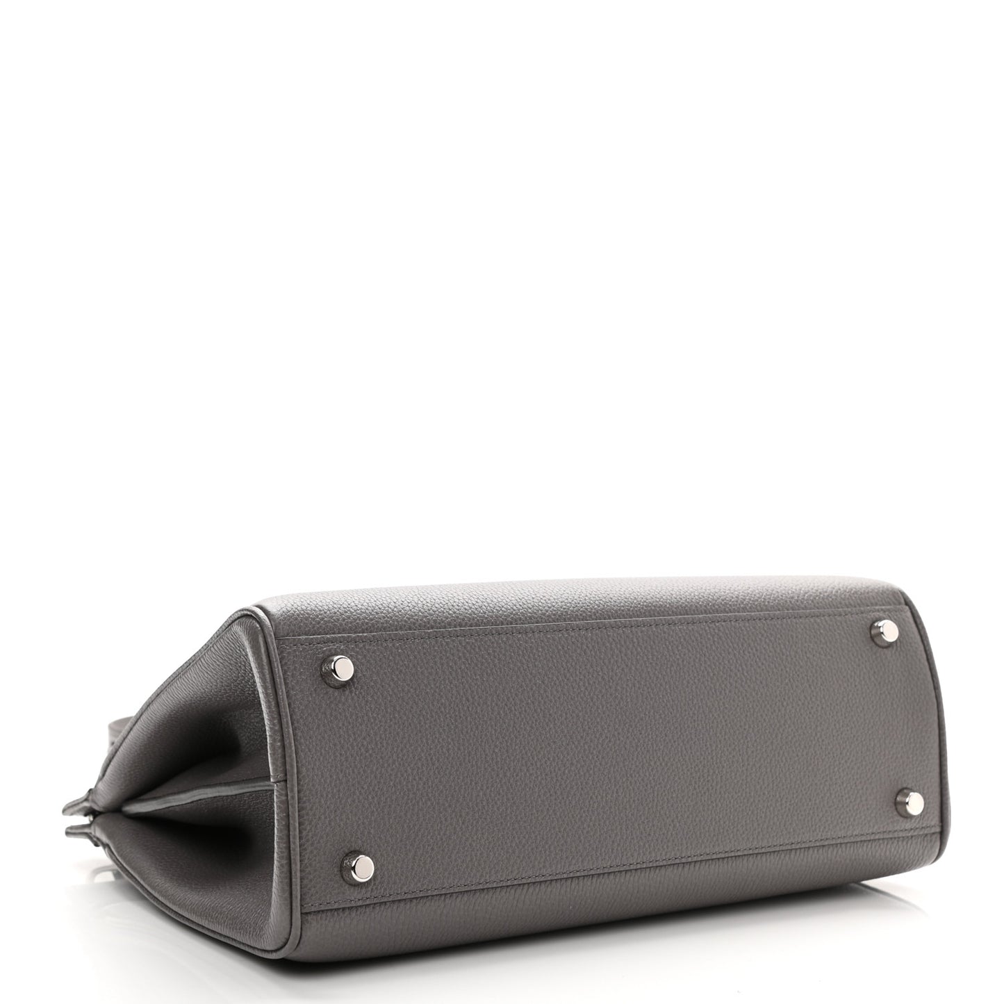 Grainy Calfskin Small Zumi Top Handle Bag Dusty Grey