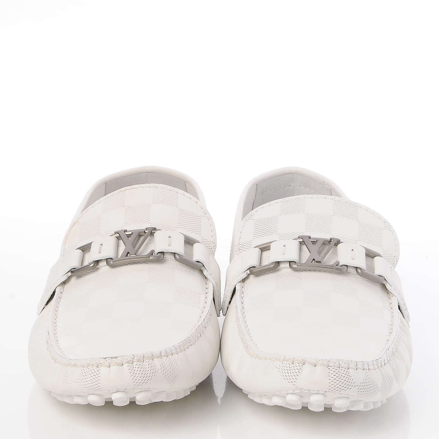 Louis Vuitton Mens Damier Infini Hockenheim Moccasin Loafers 9 White 2 of 10