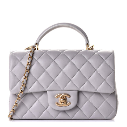 Chanel Lambskin Quilted Mini Top Handle Rectangular Flap Grey 1 of 4