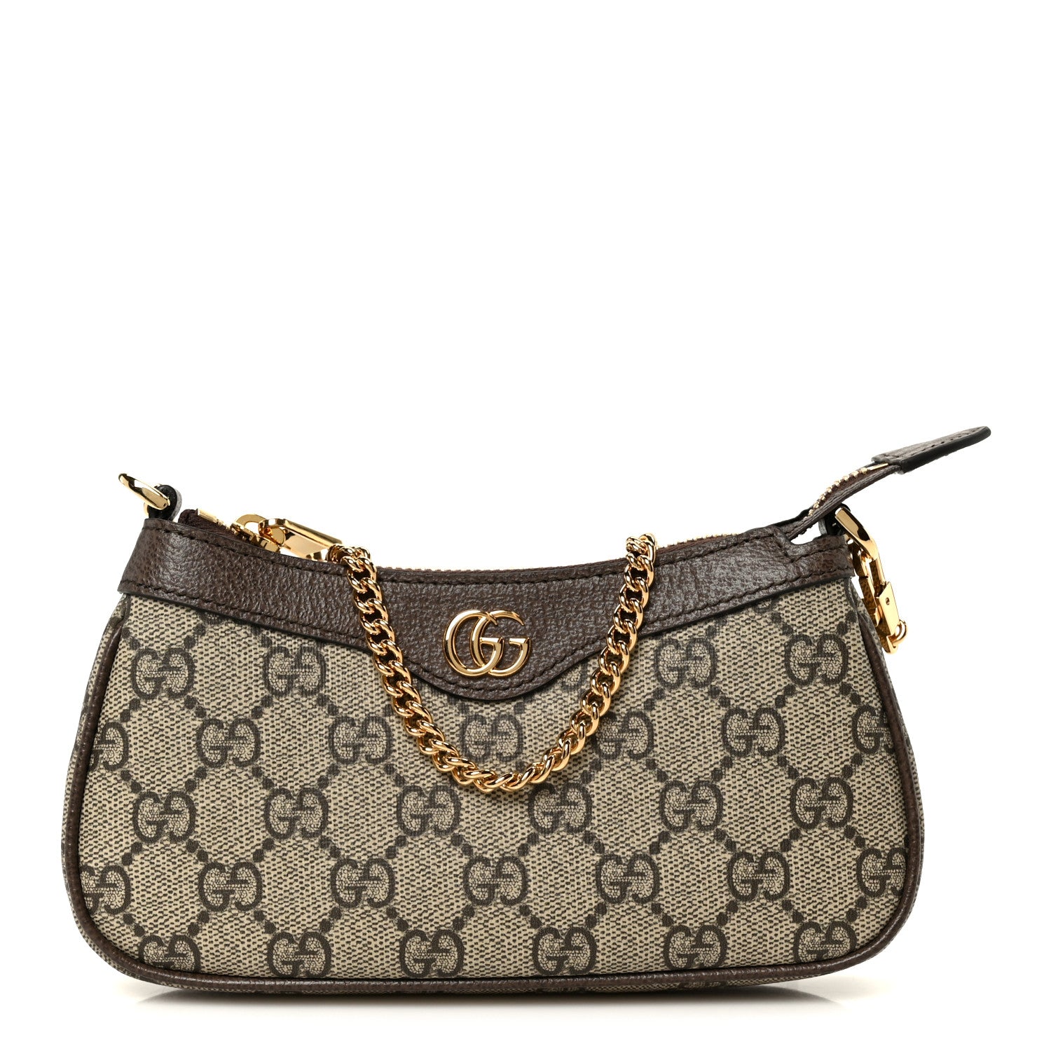 Gucci GG Supreme Monogram Textured Dollar Calfskin Mini Ophidia Chain Bag Beige Ebony 1 of 10