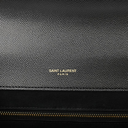 Saint Laurent Grain De Poudre Textured Mixed Matelasse Large Triquilt Monogram Satchel Black 6 of 11