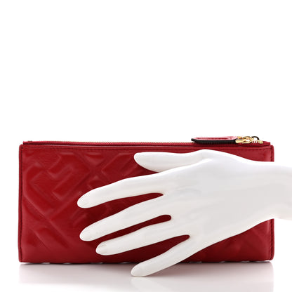 Fendi Nappa FF 1974 Embossed Zip Pouch Wallet Fragola 2 of 12