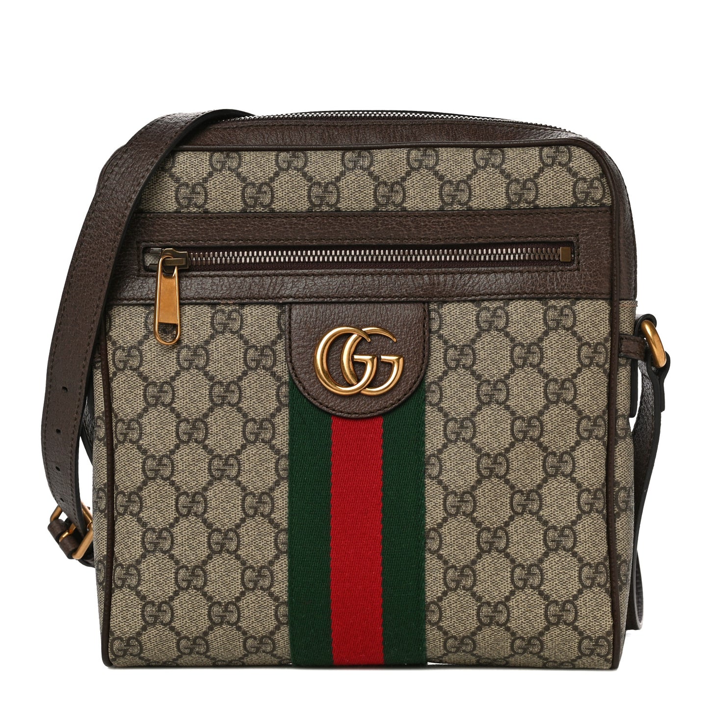 GG Supreme Monogram Web Small Ophidia Messenger Bag Brown