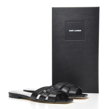 Saint Laurent Calfskin Tribute 05 Slide Sandals 37 Black 13 of 13