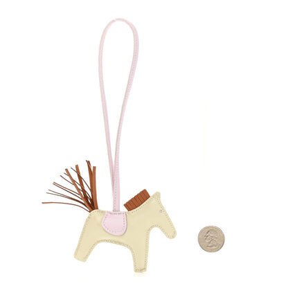 Hermes Milo Lambskin Grigri Rodeo Horse Bag Charm PM Craie Gold Mauve Pale 2 of 5