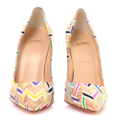 Christian Louboutin Cork Chevron Pigalle Follie 100 Pumps 38 Multicolor 3 of 8