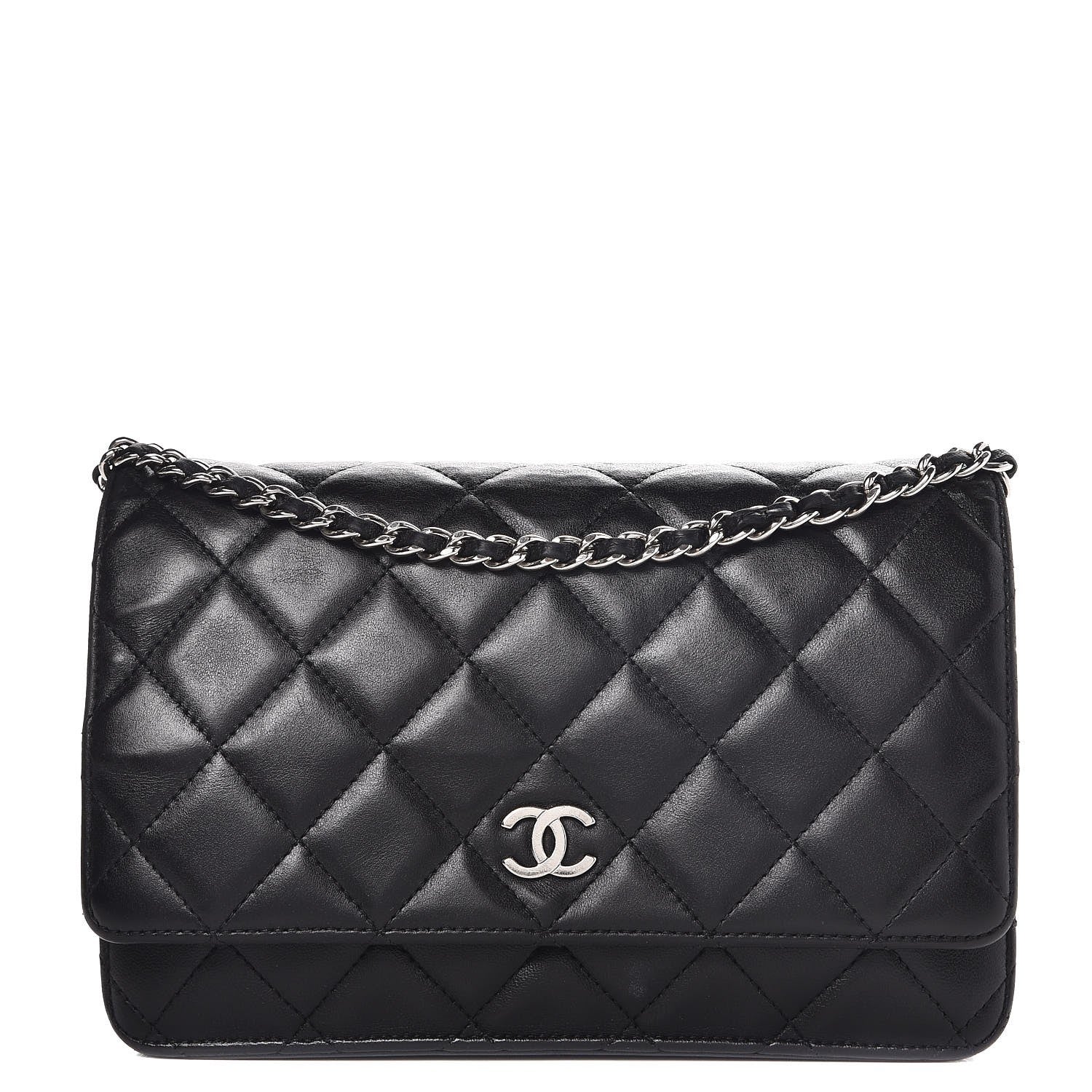 Chanel Lambskin Quilted Wallet On Chain WOC Black 1 of 15