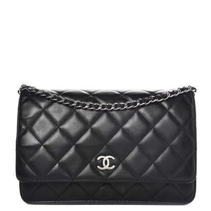 Chanel Lambskin Quilted Wallet On Chain WOC Black 1 of 15