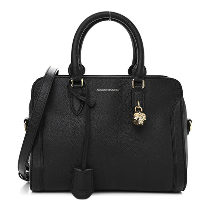 Alexander McQueen Pebbled Calfskin Small Skull Padlock Zip Around Tote Black 1 of 10