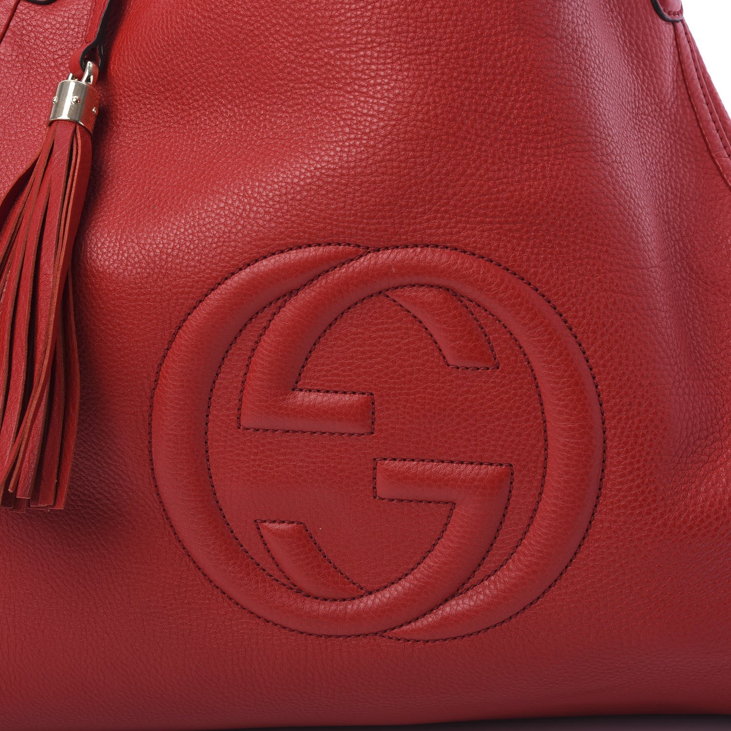 Gucci Pebbled Calfskin Large Soho Shoulder Bag Red 10 of 10