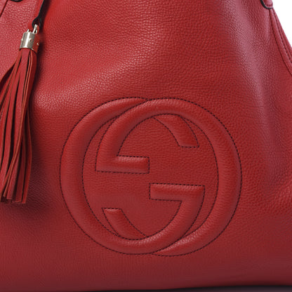 Gucci Pebbled Calfskin Large Soho Shoulder Bag Red 10 of 10