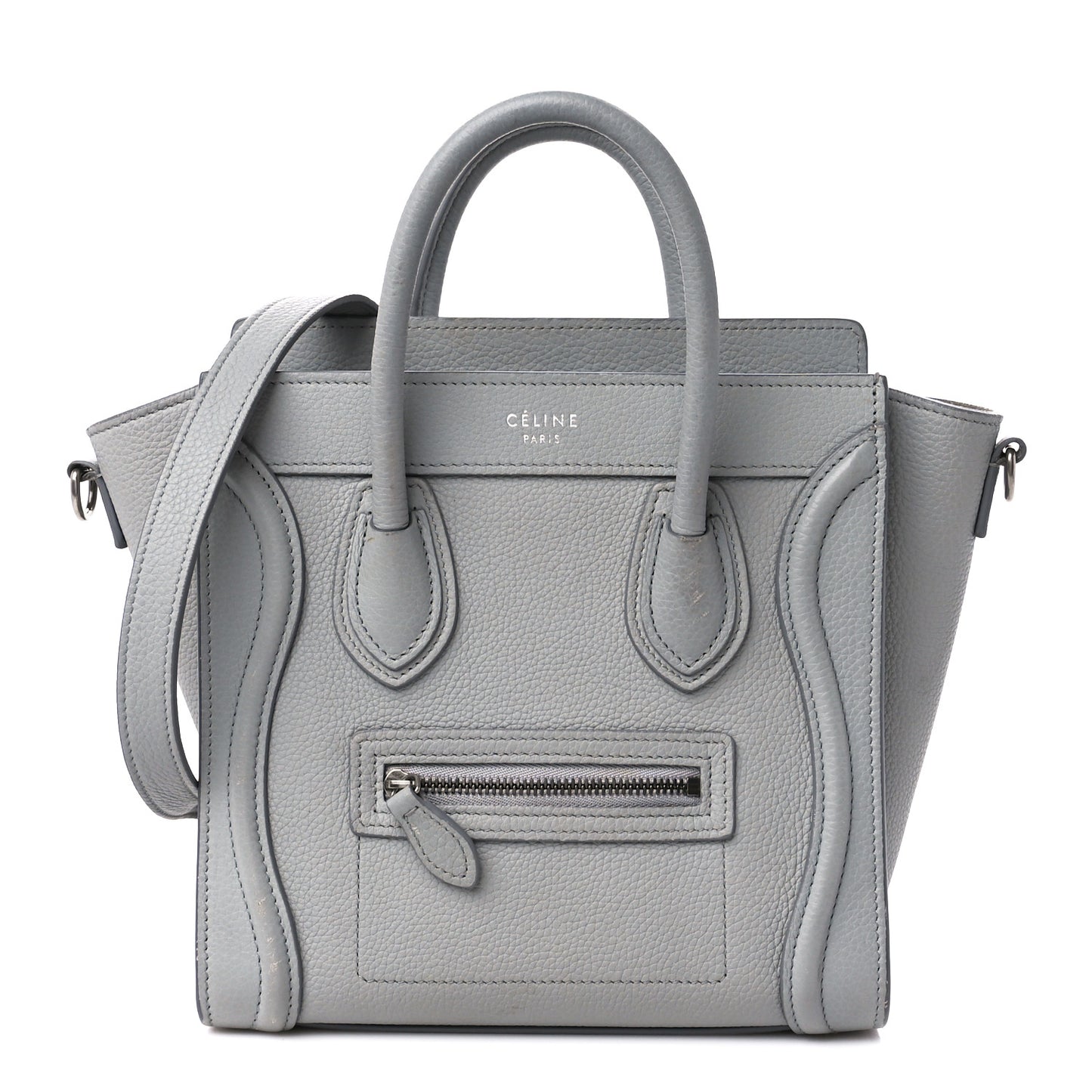 Drummed Calfskin Nano Luggage Pearl Blue