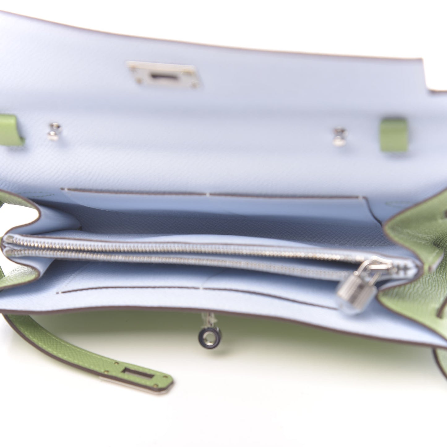 Epsom Verso Kelly Wallet To Go Vert Criquet Bleu Brume