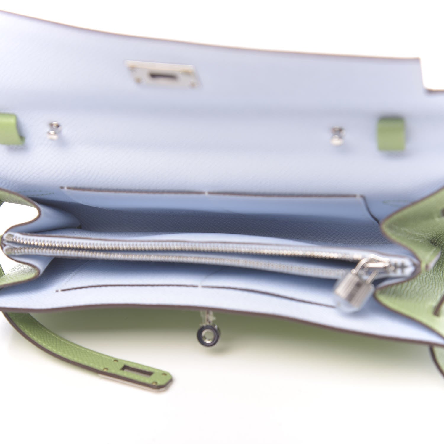 Hermes Epsom Verso Kelly Wallet To Go Vert Criquet Bleu Brume 5 of 10