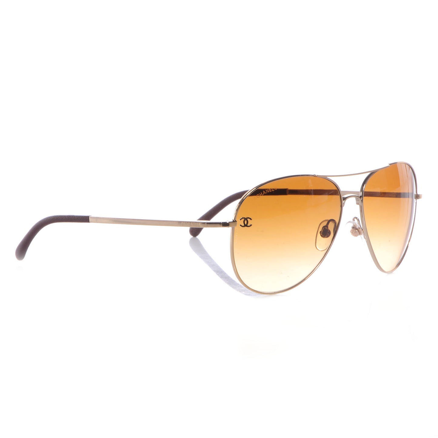 Titanium Lambskin CC Aviator Sunglasses 4189-T-Q Gold