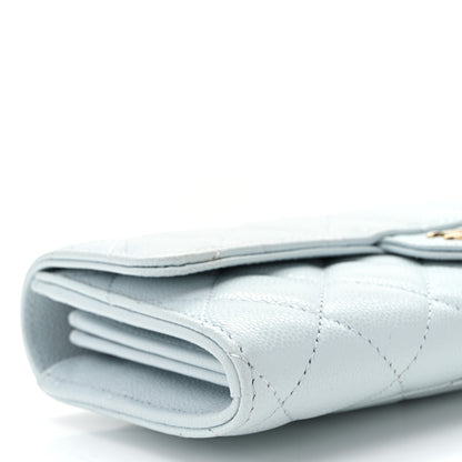 Chanel Caviar Quilted Large Gusset Flap Wallet Light Blue 10 of 11
