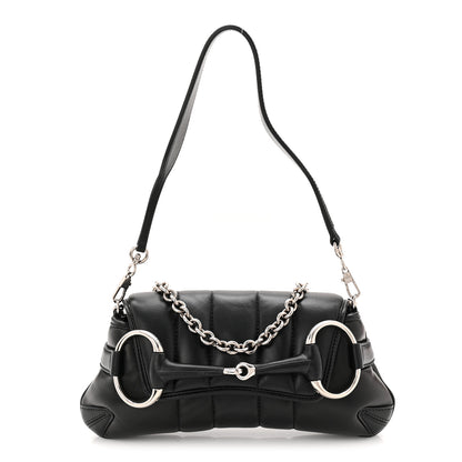 Gucci Nappa Vertical Matelasse Small Maxi Horsebit Chain Shoulder Bag Black 1 of 10