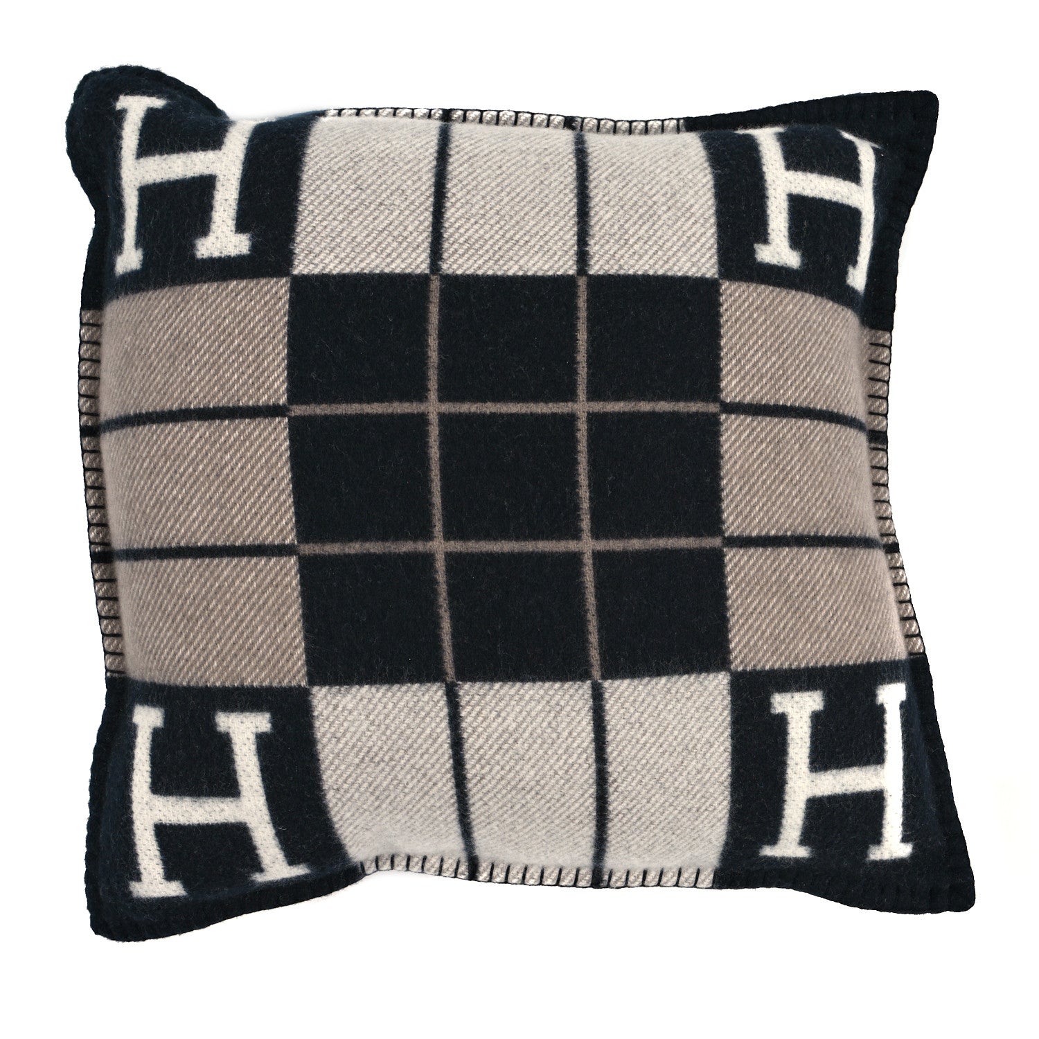 Hermes Wool Cashmere Avalon III Pillow PM Ecru Black 1 of 4