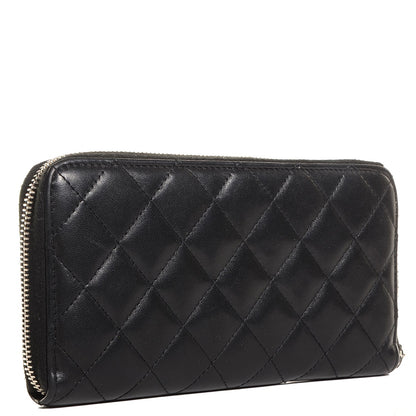 Chanel Lambskin Quilted Large Zip Around Wallet Black 3 of 8