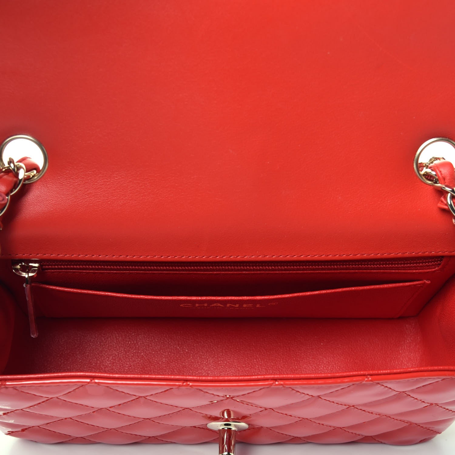 Chanel Patent Calfskin Quilted Mini Rectangular Flap Red 4 of 8